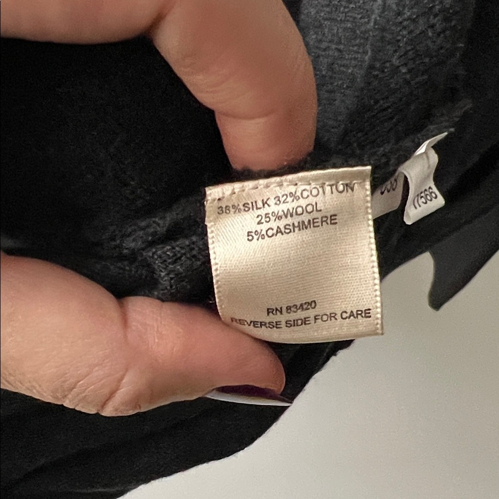 CLUNY cashmere wool silk Wrap Grey Women's cardigan with pockets M - Picture 8 of 8